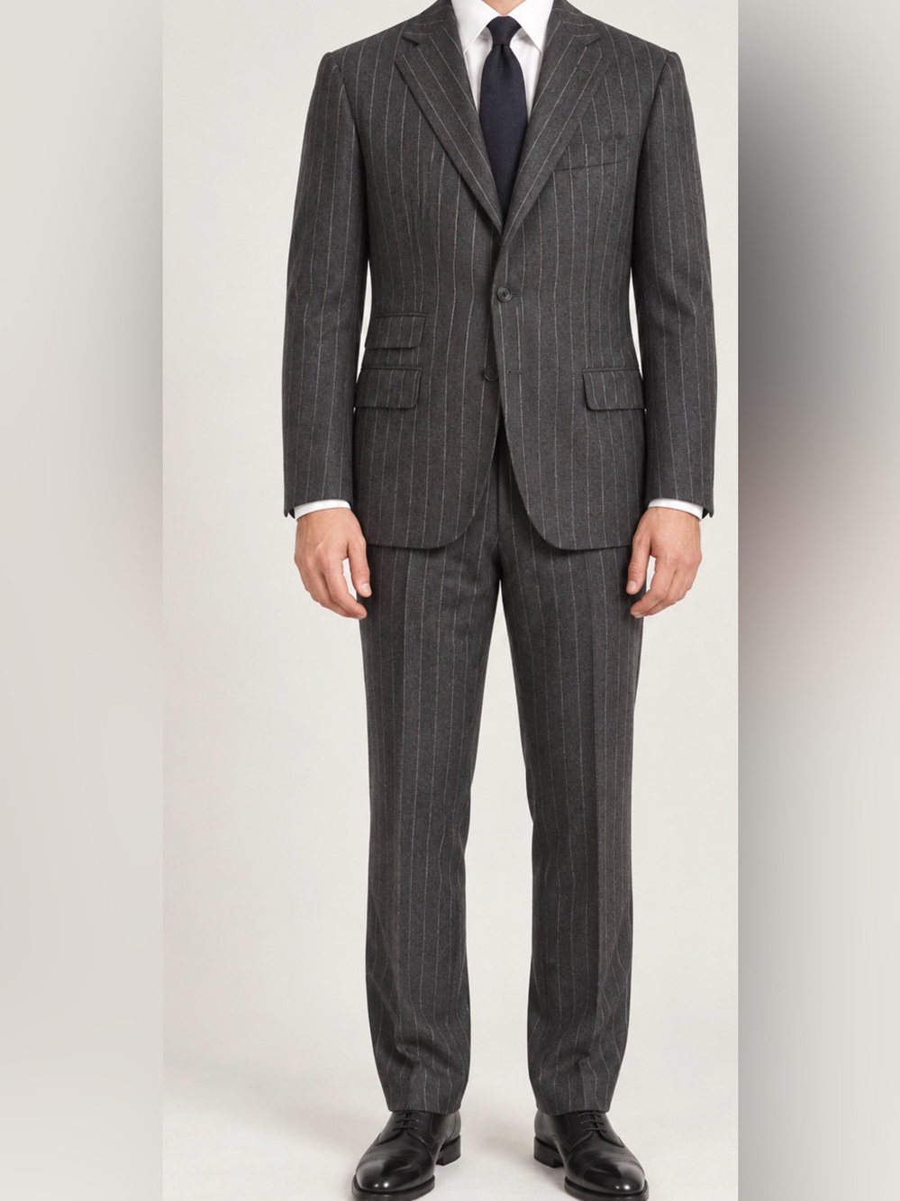 Simone Abbarchi Firenze men’s charcoal pinstripe wool two piece suit, 46/6R